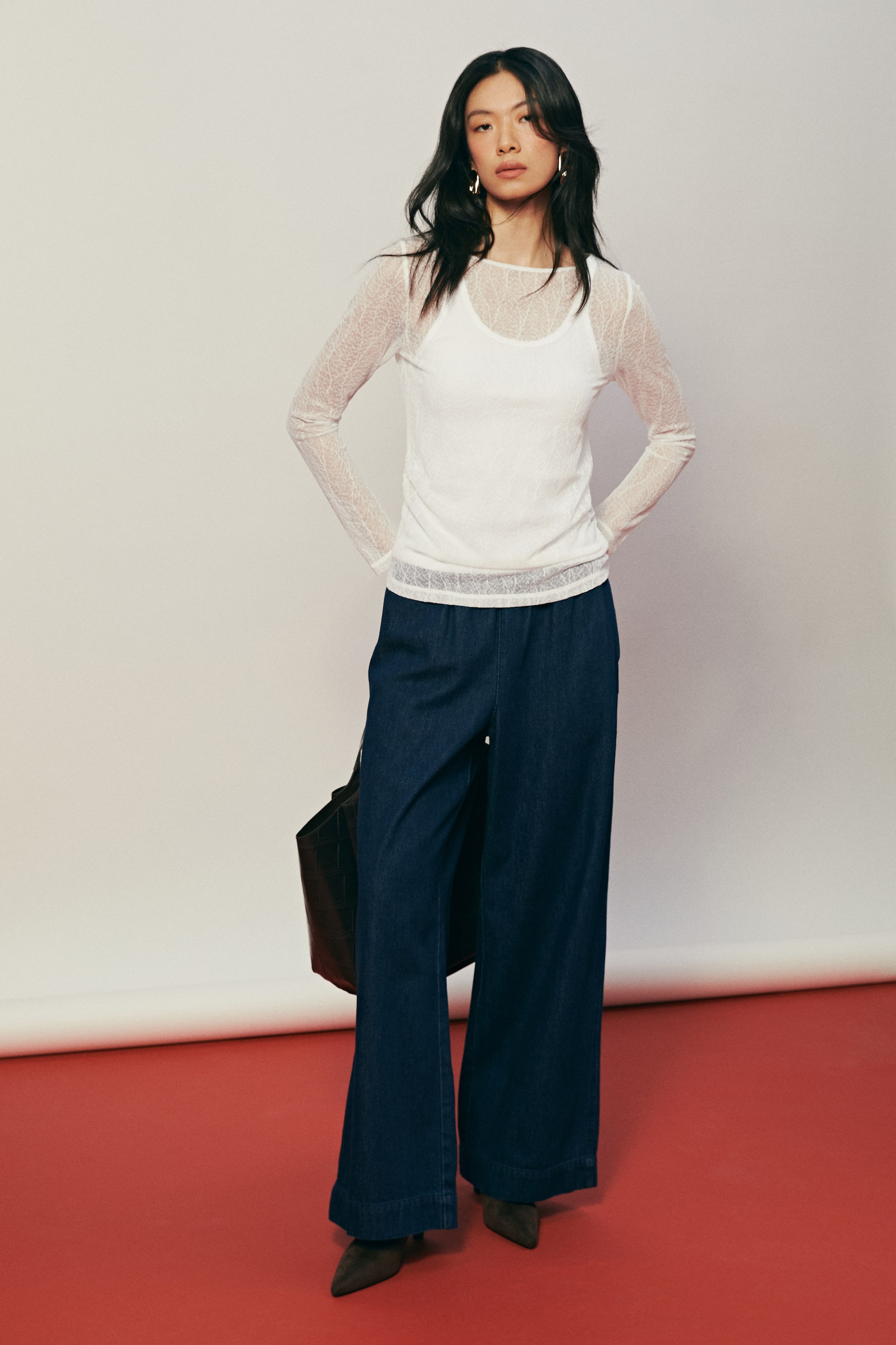 이미지 확대 보기: 드레이프 레이스 탑 - 화이트 - 여성 | H&M KR 5