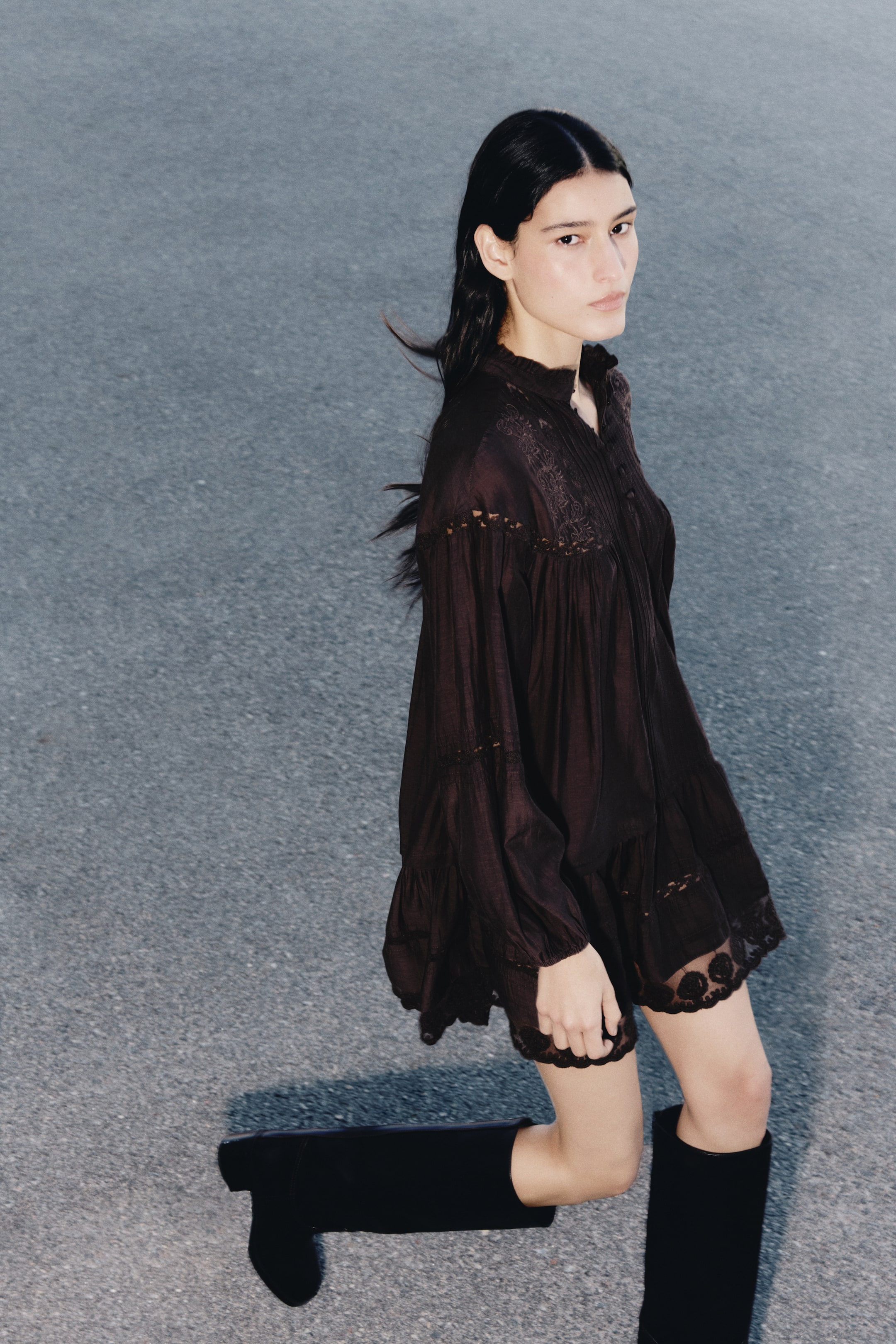 Lace-Trimmed Tunic Dress
