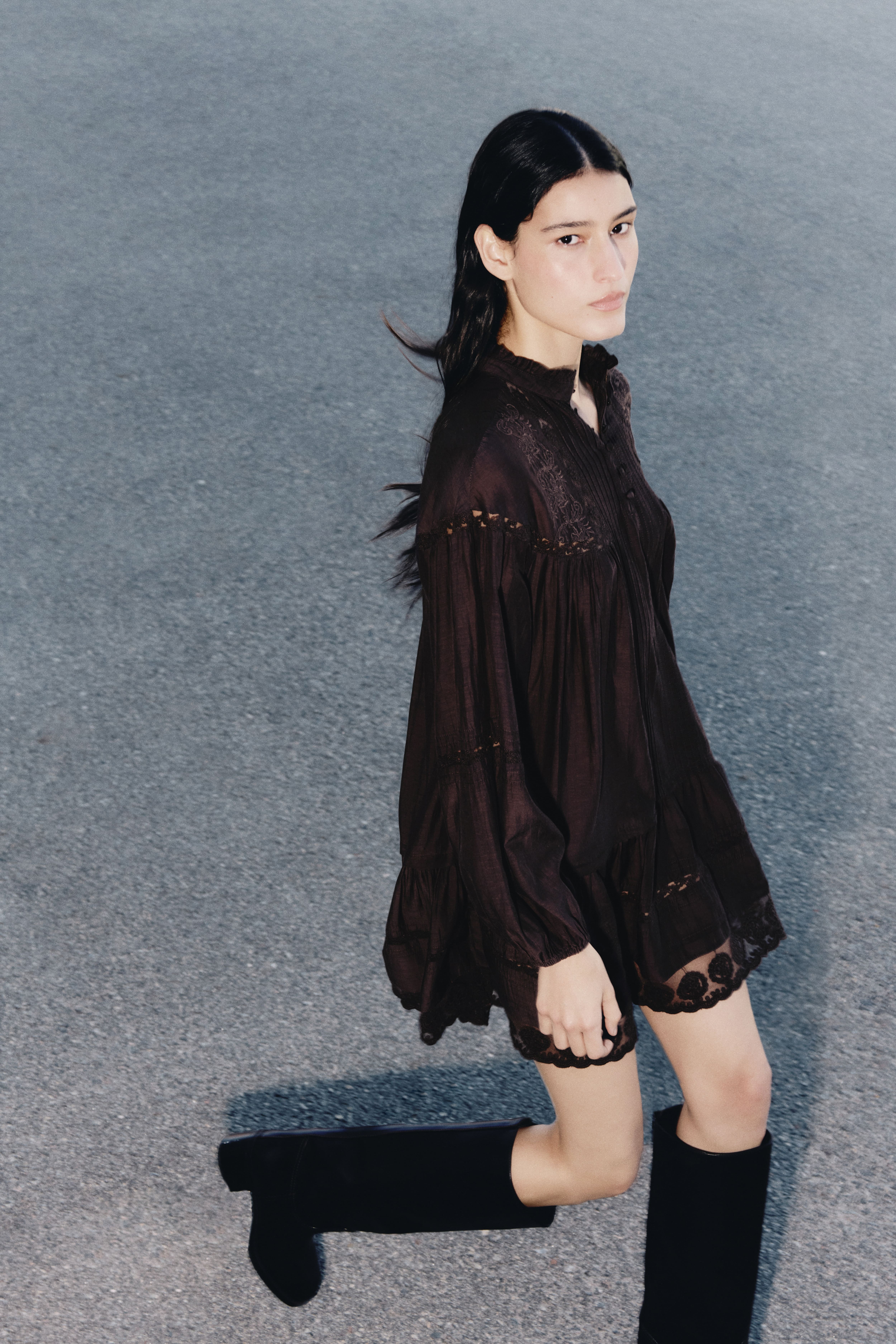 Robe tunique avec dentelle