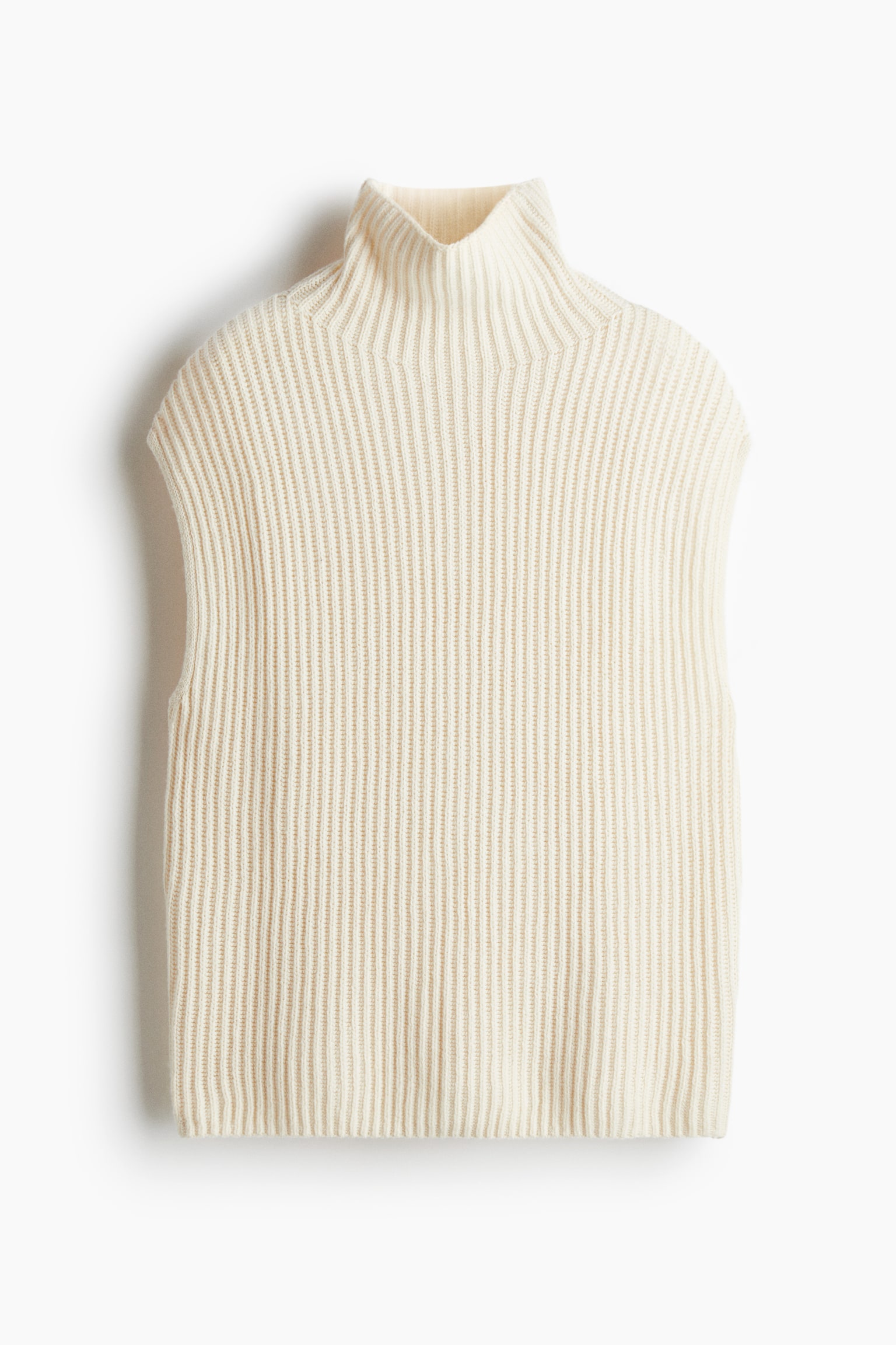 Женский жилет H&M Wool-Blend Mock Turtleneck Sweater Vest, цвет: Светлый бежевый — фото 1