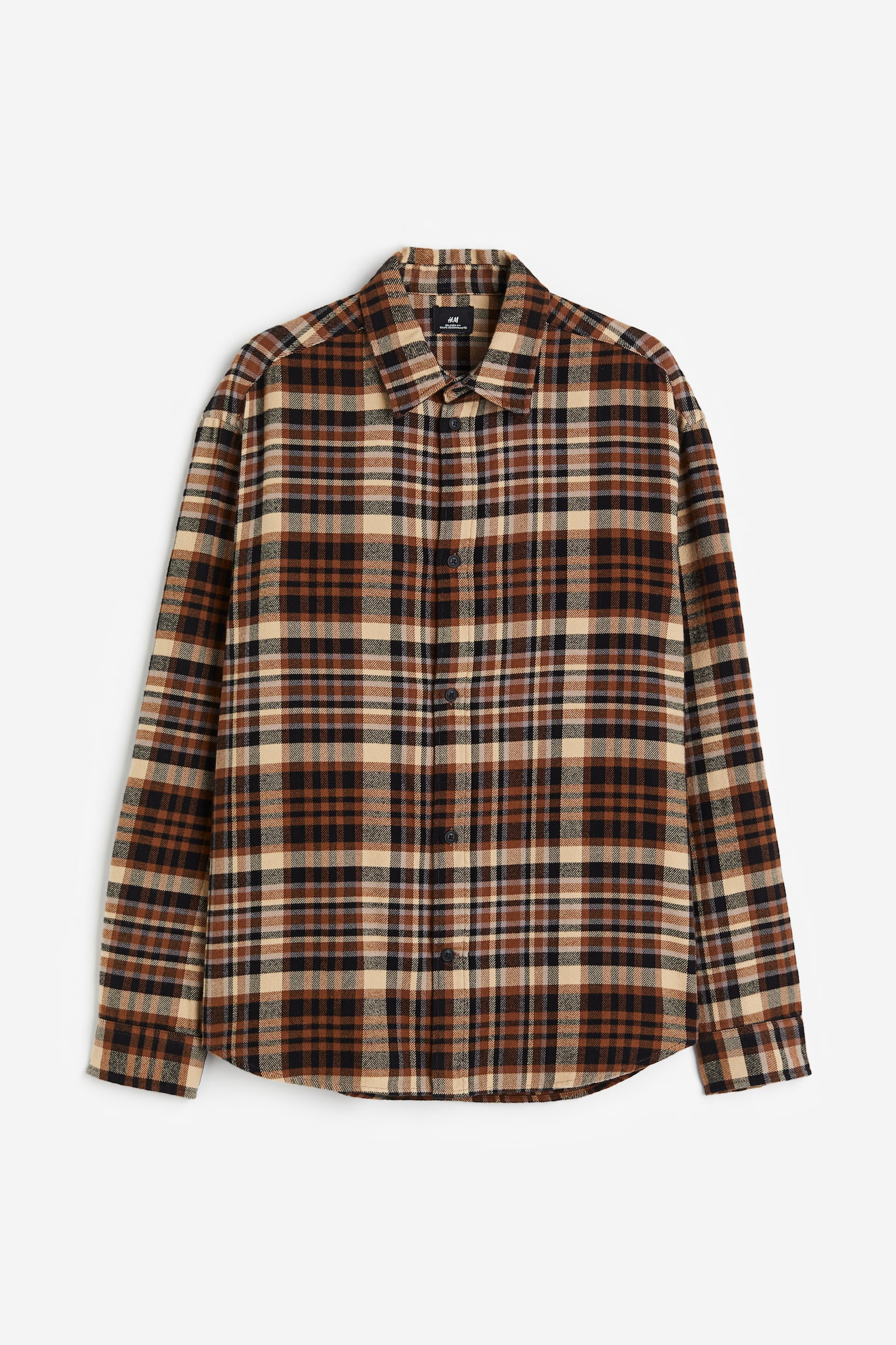 Loose Fit Flannel Shirt - Brown/Check - 1