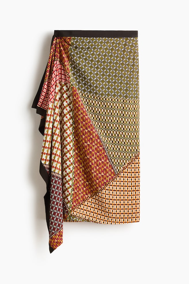 Draped-Panel Wrap Skirt - Burgundy/orange - 1