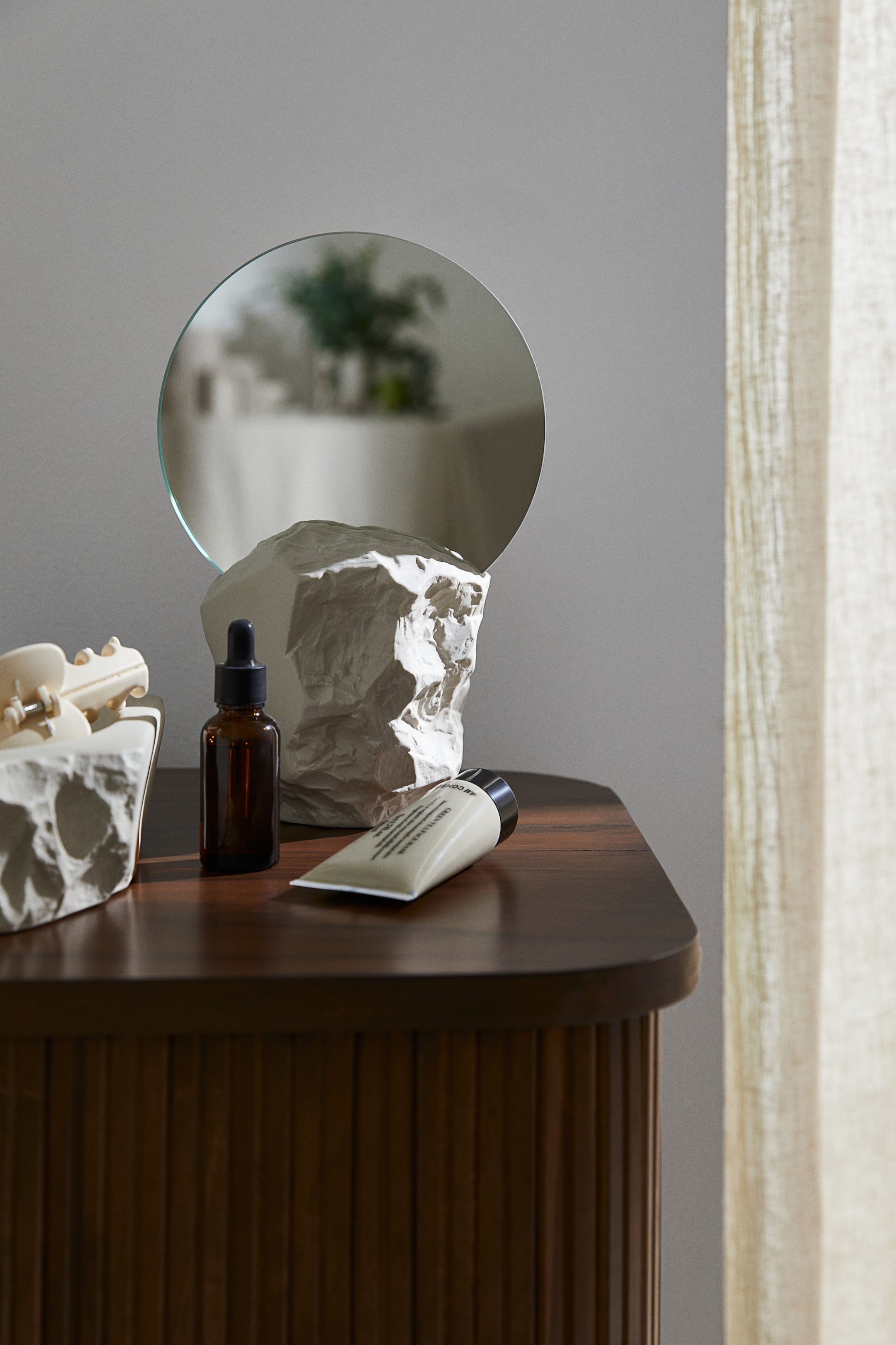 Small Mirror with Stoneware Base