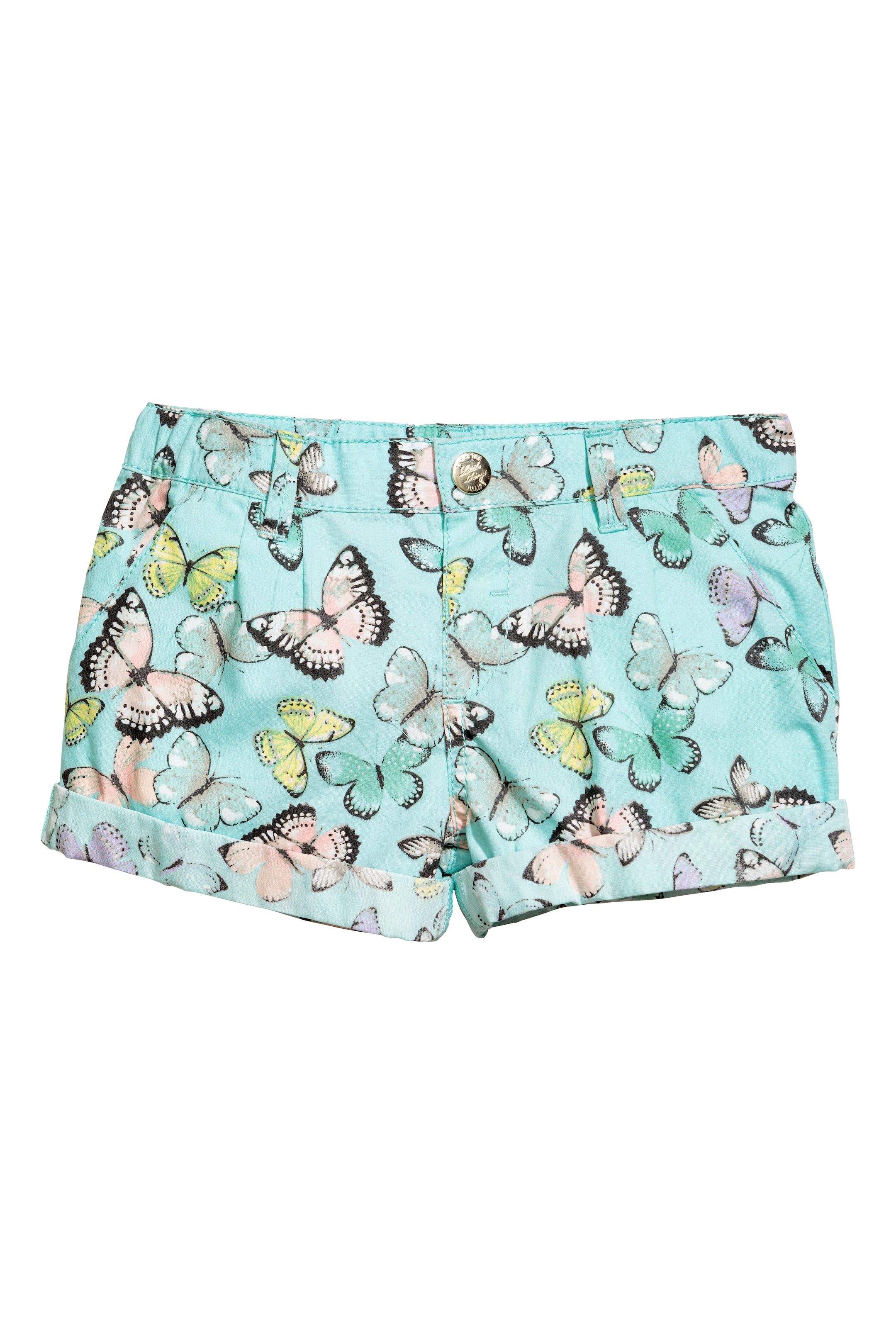 View larger image: Cotton shorts - Light turquoise/Butterflies - Kids | H&M GB 1