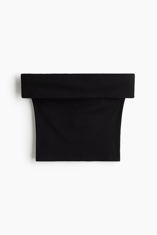 Ribbed Off-the-Shoulder Top - Black/White/striped/Bright red - 1
