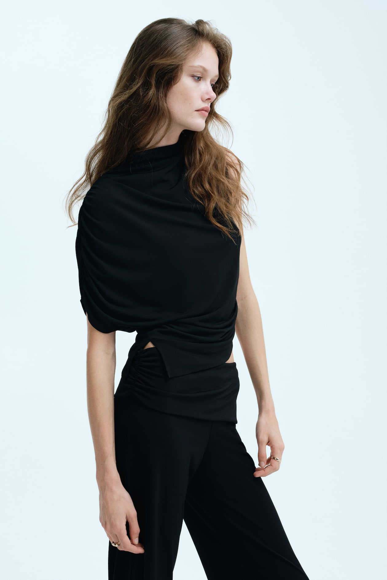 One-Sleeve Mock Turtleneck Top - image 3