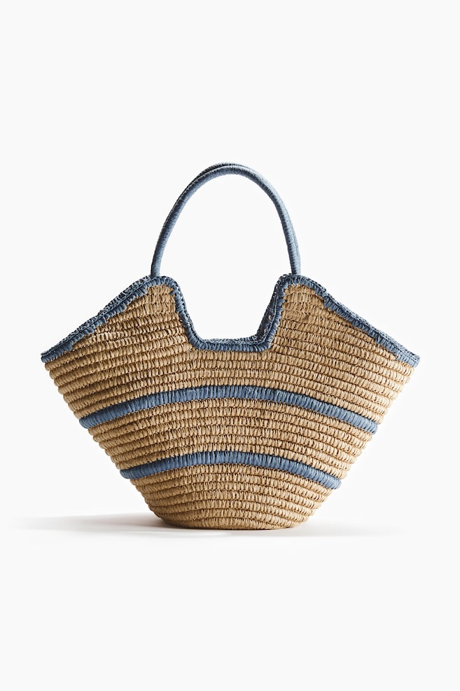 Straw Shopper - Light beige/striped - 1