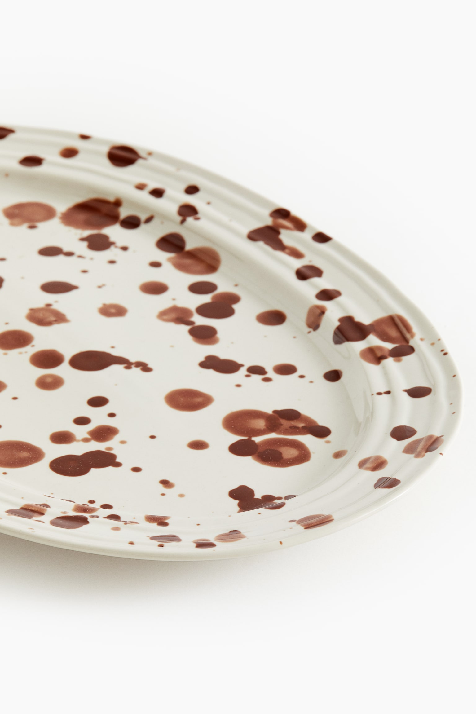 Speckled-glaze stoneware serving plate - White/Speckled - 3