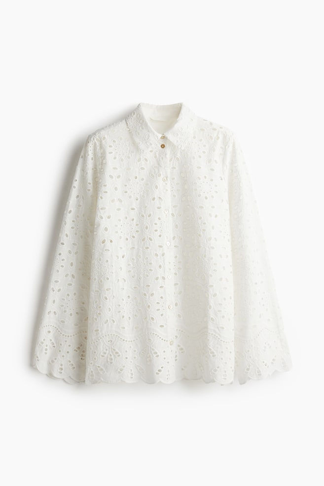 Broderie Anglaise Shirt - White - 1