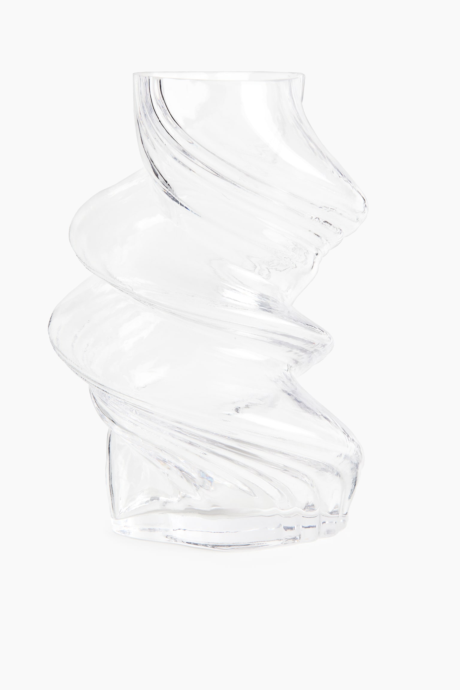 Large Twisted Glass Vase - Transparent