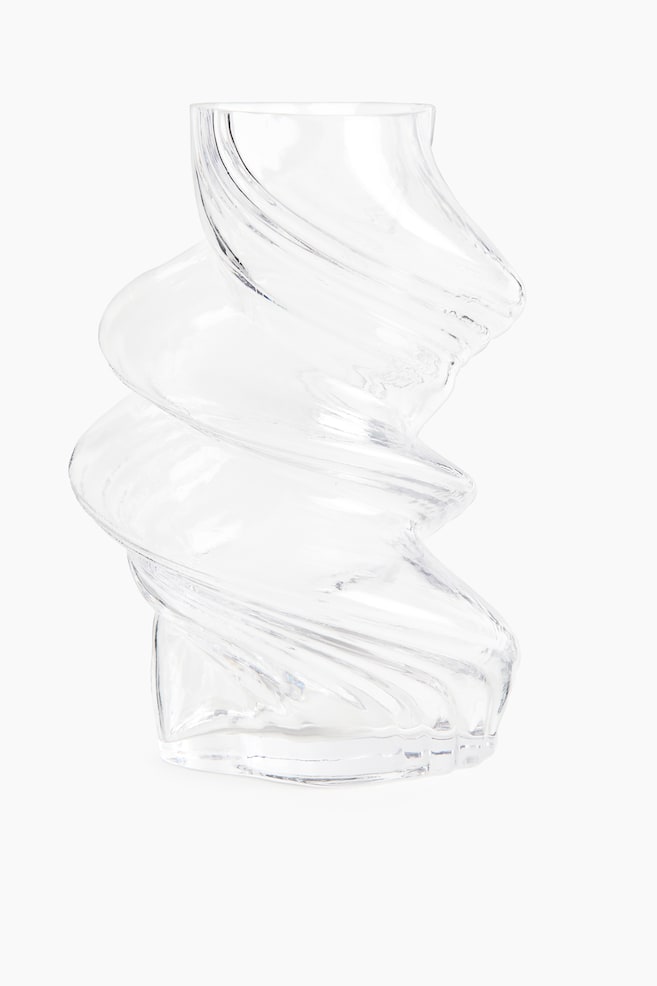 Large Twisted Glass Vase - Transparent - 1