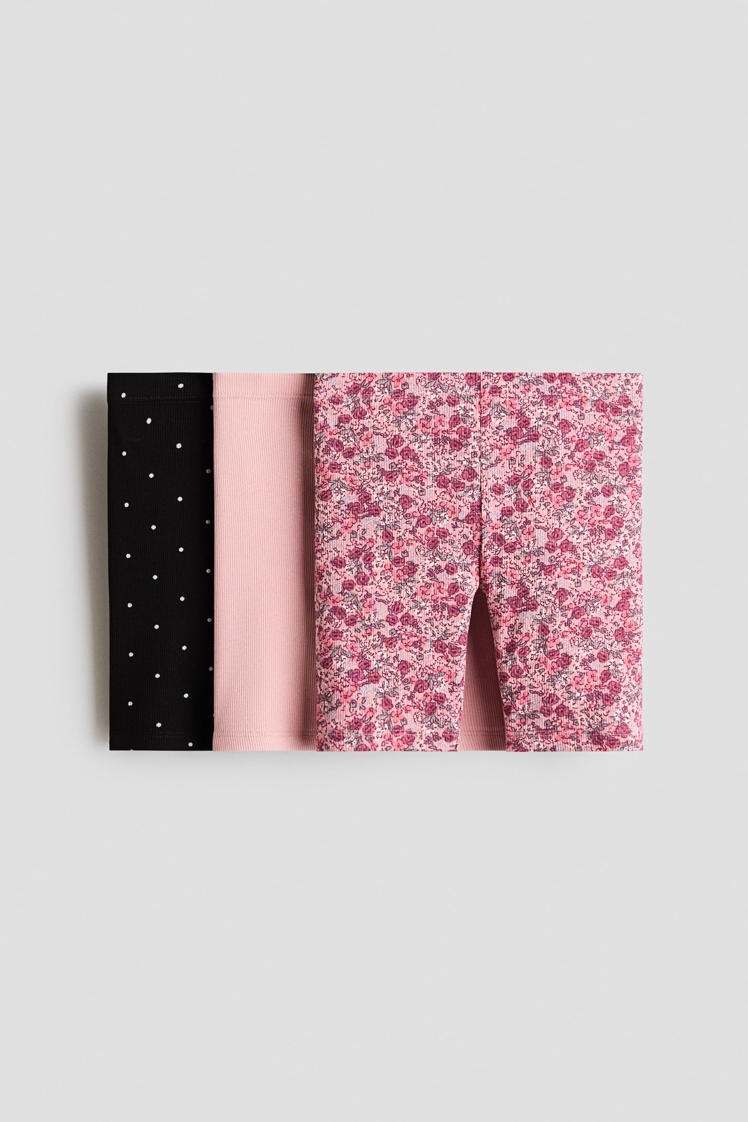 3-pack ribbed cycling shorts - Pink/Floral