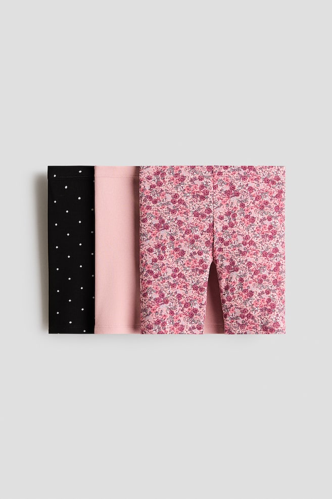 3-Pack Ribbed Bike Shorts - Pink/floral - 1