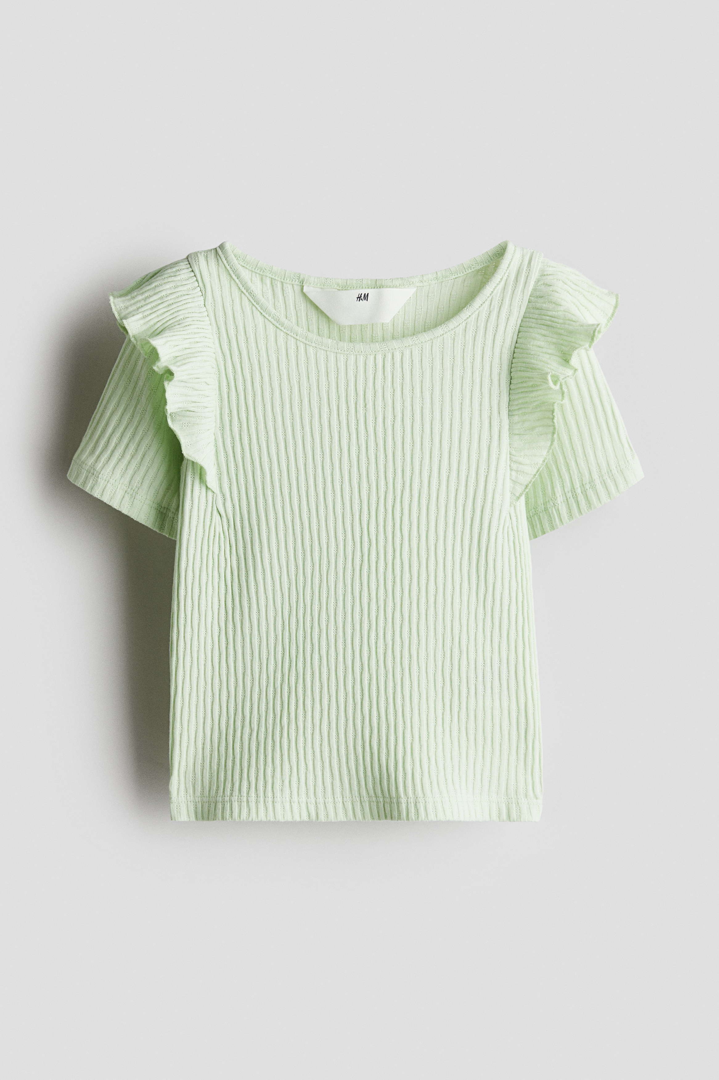 Röyhelöreunainen puuvillapusero - Vaaleanvihreä/Roosa/Persikanroosa/Mansikat