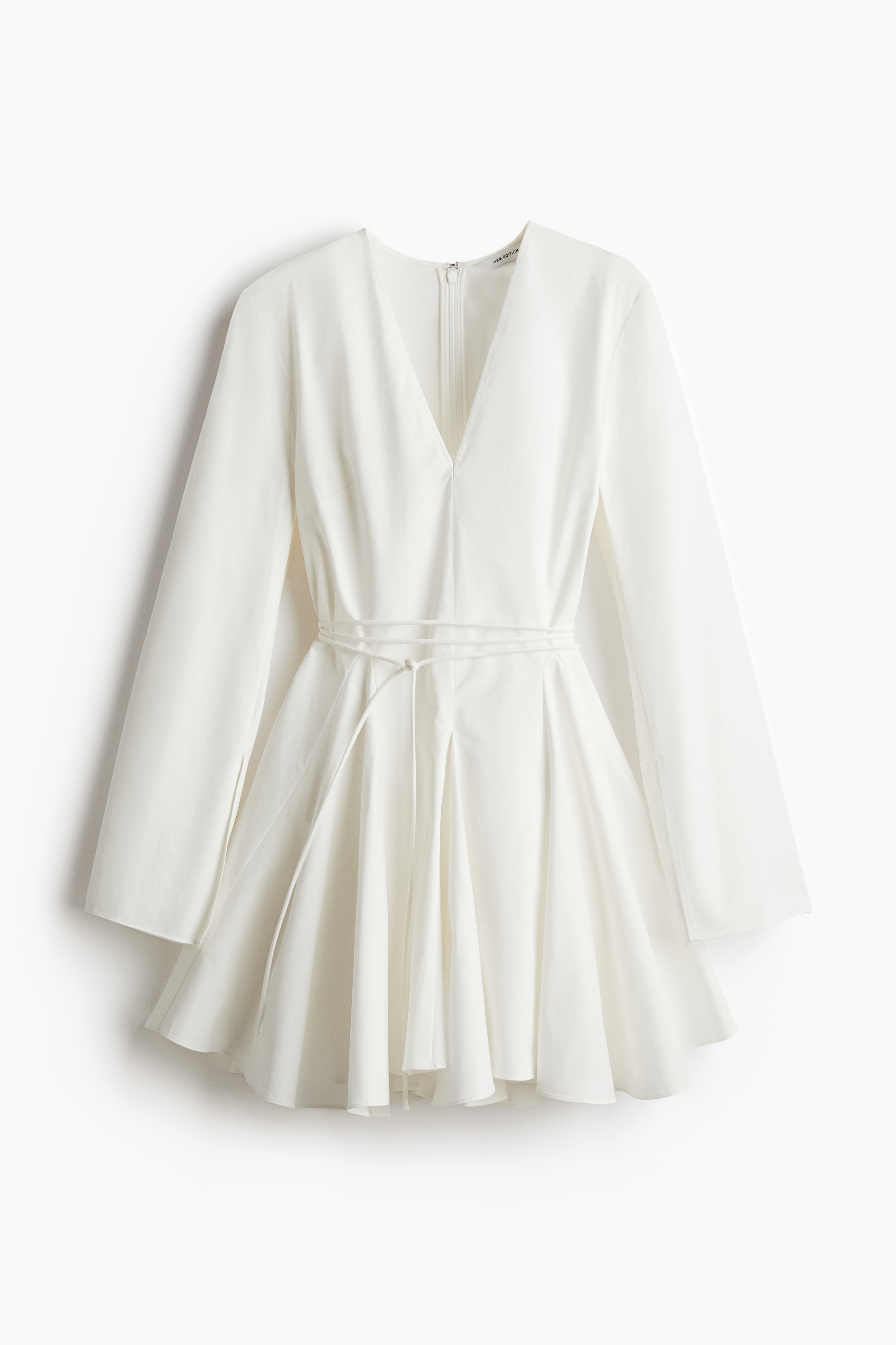 Dress with Flared Skirt - White/Black/Pale yellow/pinstriped