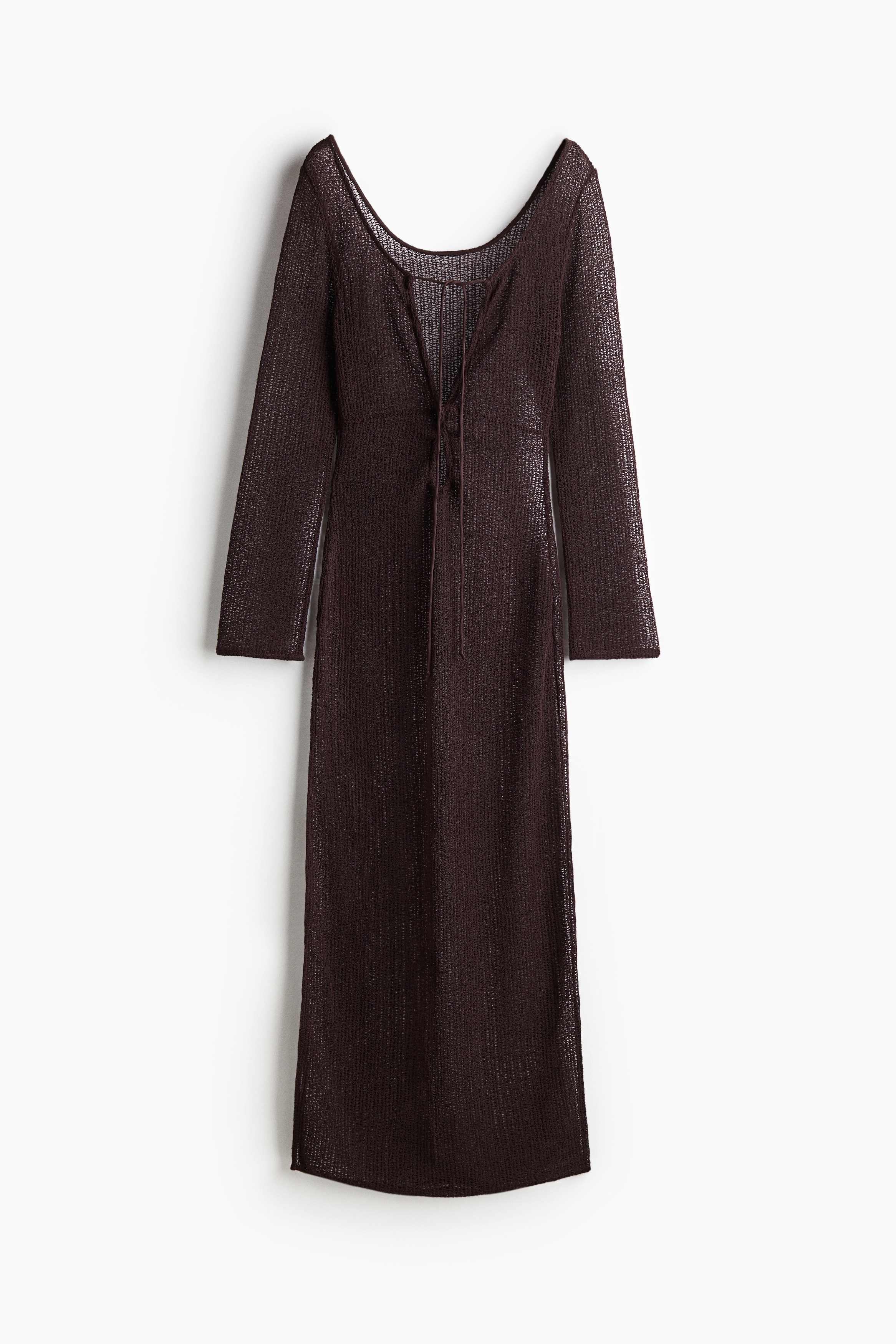 Φόρεμα παραλίας με αραιή πλέξη - Σκούρο καφέ
