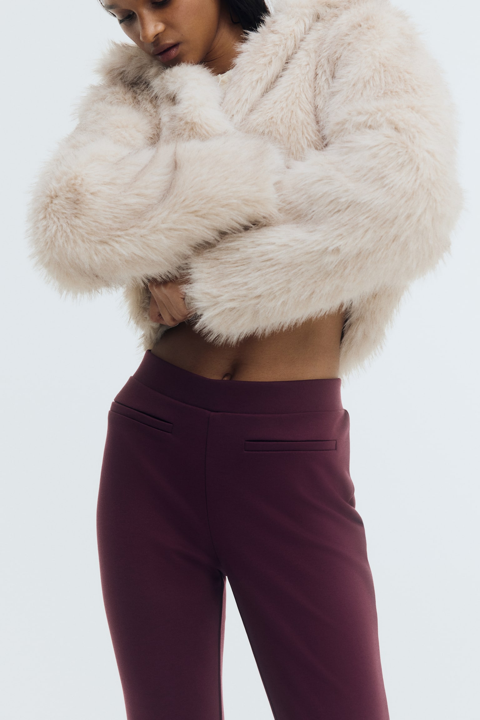 Flared trousers - Plum red/Dark brown/Black - 5