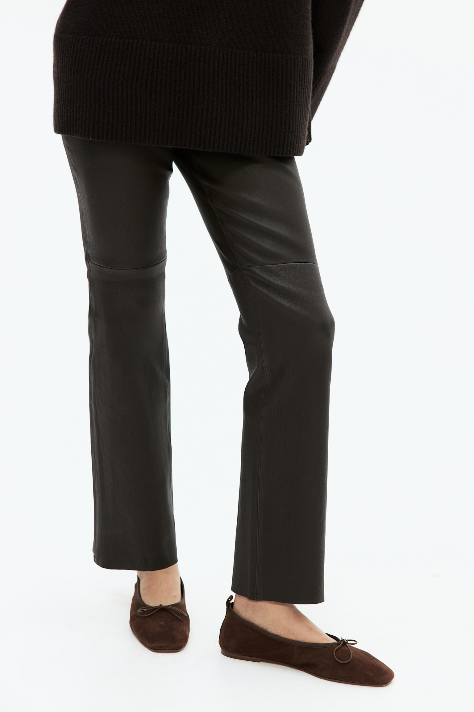 Straight leather trousers - Dark brown/Black - 5