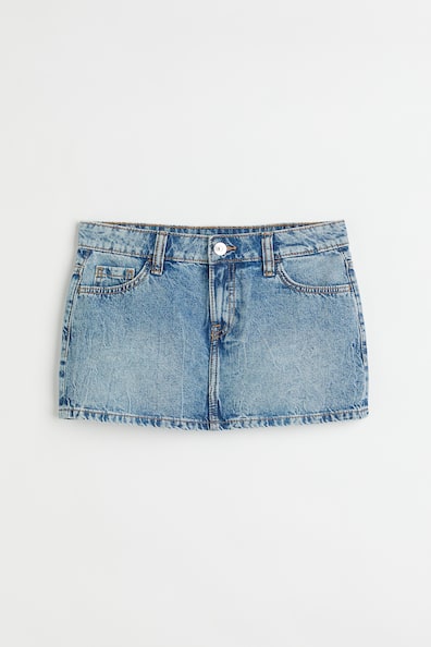 Mini skirt - Low waist - Short - Light denim blue - Ladies | H&M GB