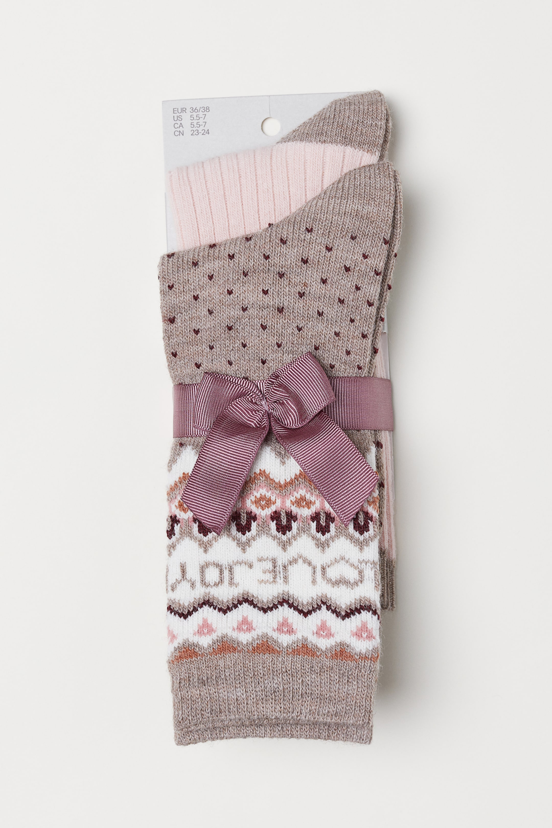 Grotere afbeelding bekijken: 2 paar sokken - Lichtroze/beige - DAMES | H&M NL 1