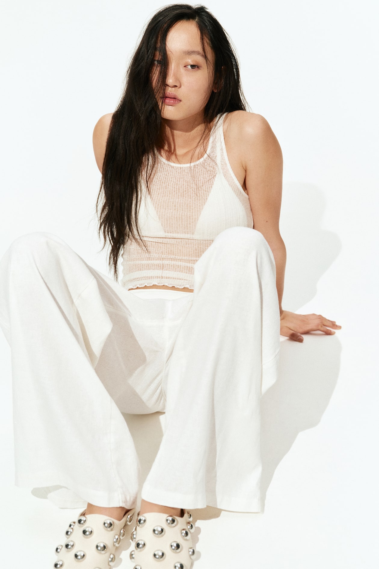 Foldover-Waist Linen-Blend Pants - image 4
