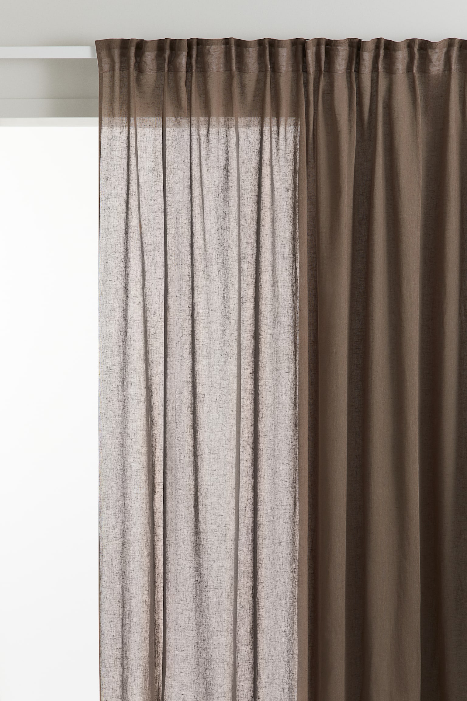 1-pack wide linen-blend curtain length - Greige/Light khaki green/Yellow/White/Light beige/Light greige - 1