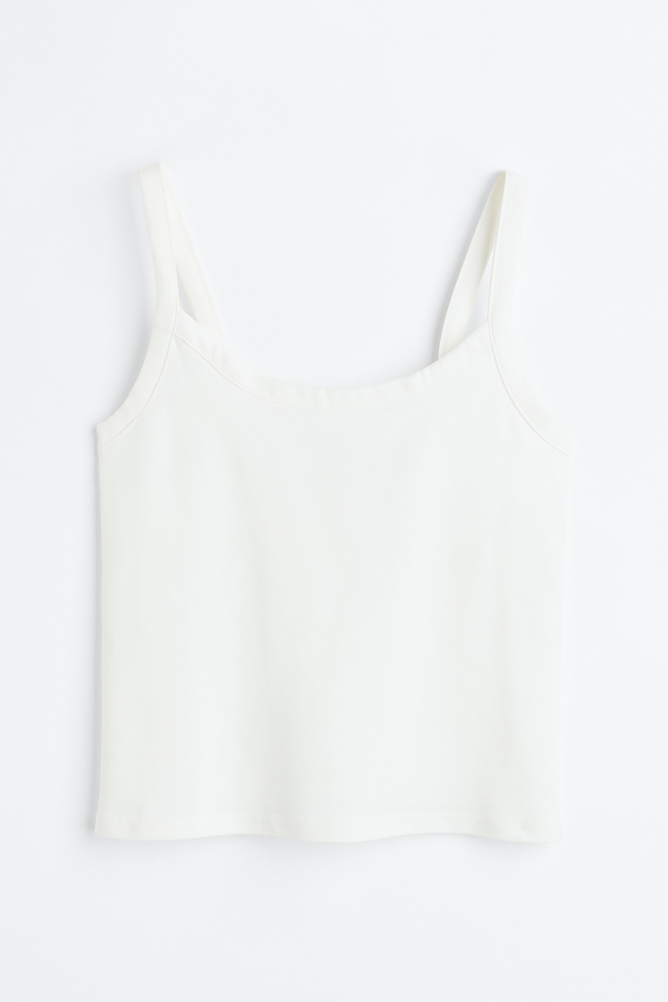 Cotton Tank Top - Low-cut Neckline - Sleeveless - White - Ladies | H&M US