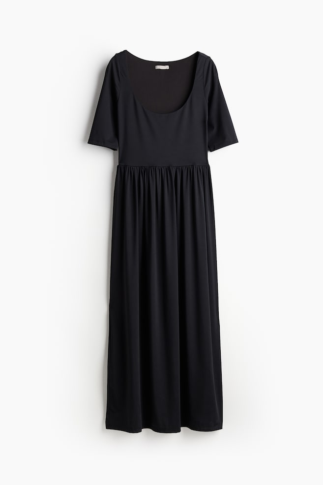 Abito in jersey scollato - Nero - 1