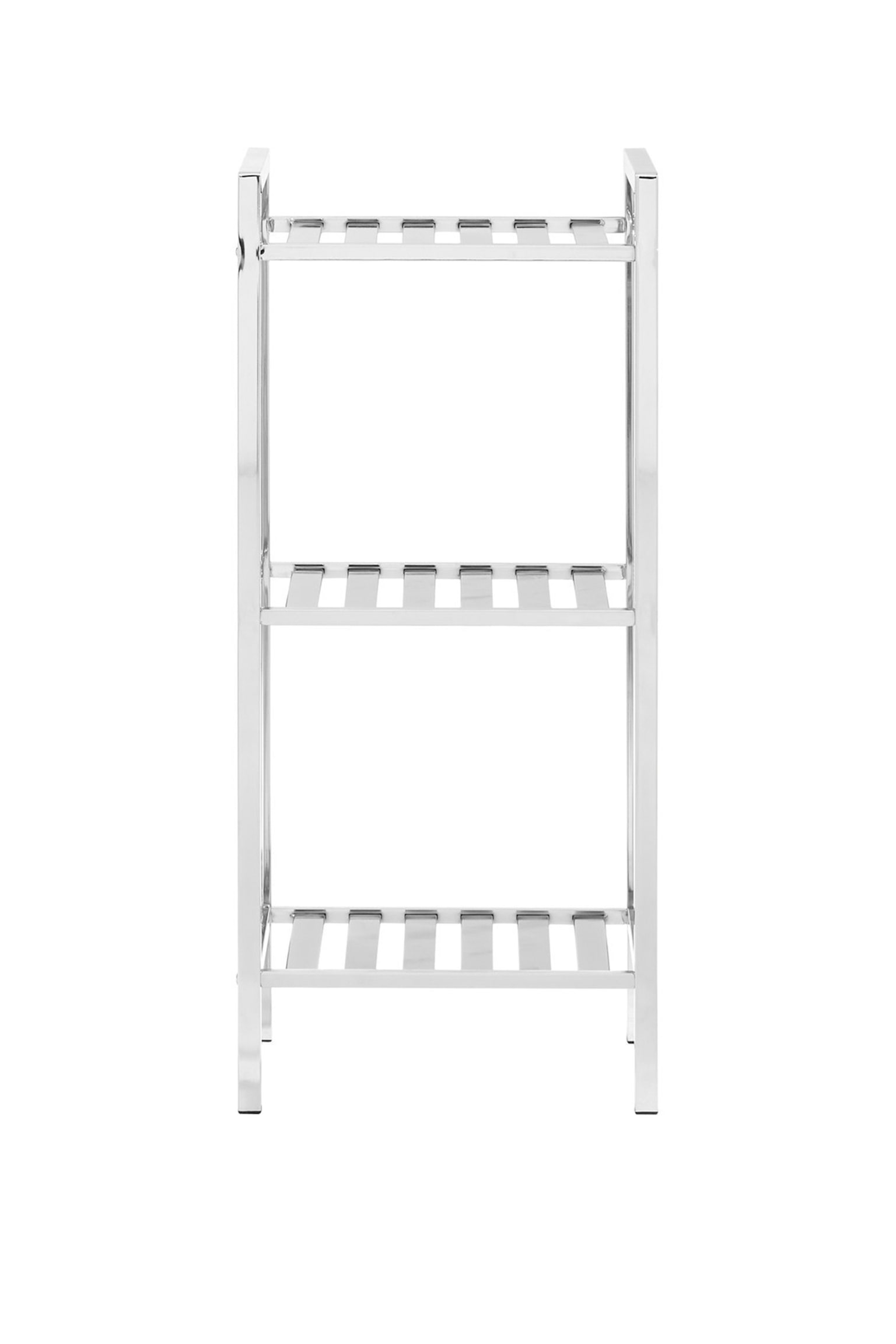 Dara 3 Tier Chrome Shelf Unit With Slatted Sides - Grey - 2