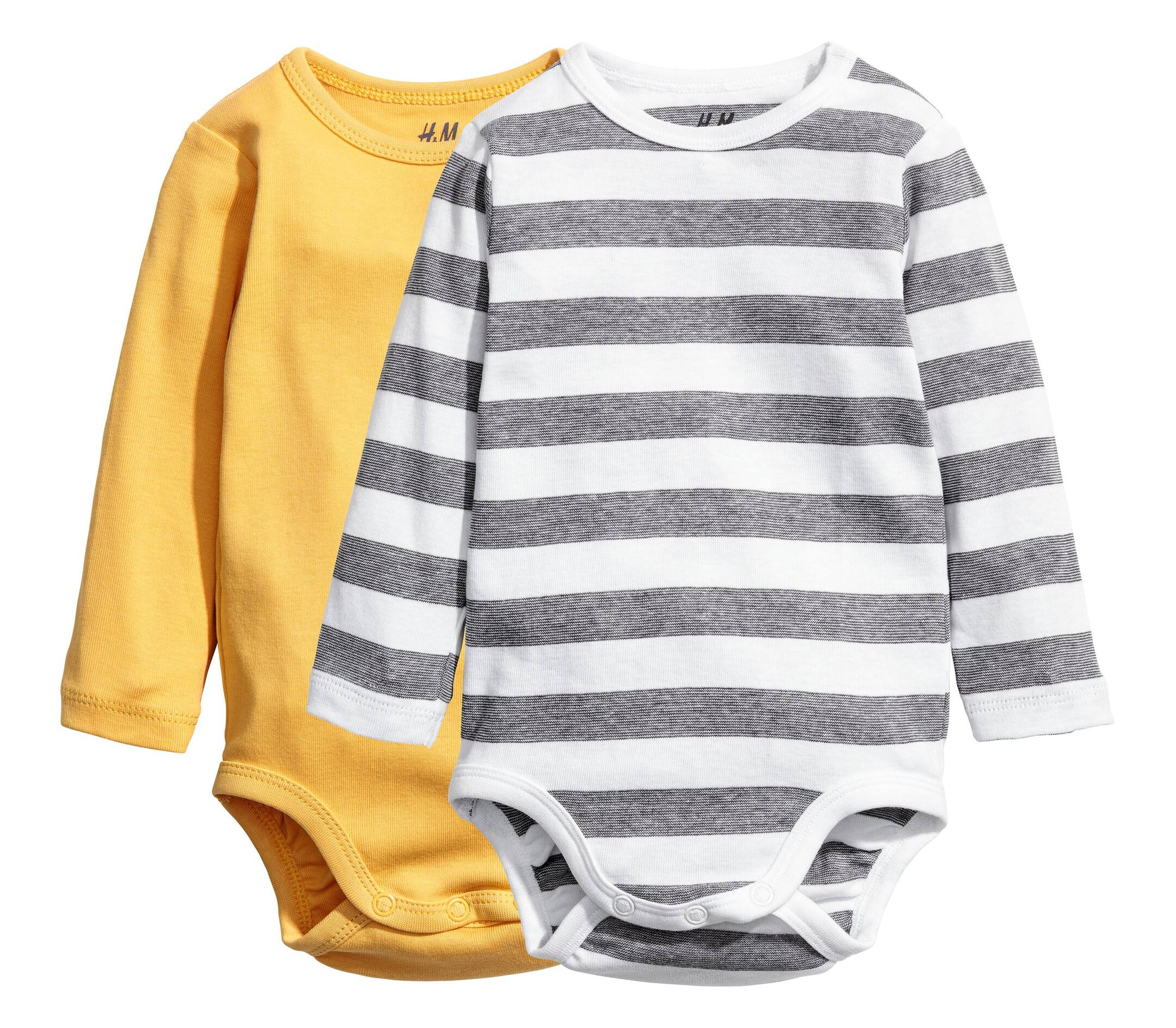 View larger image: 2-pack long-sleeved bodysuits - Yellow - Kids | H&M GB 1