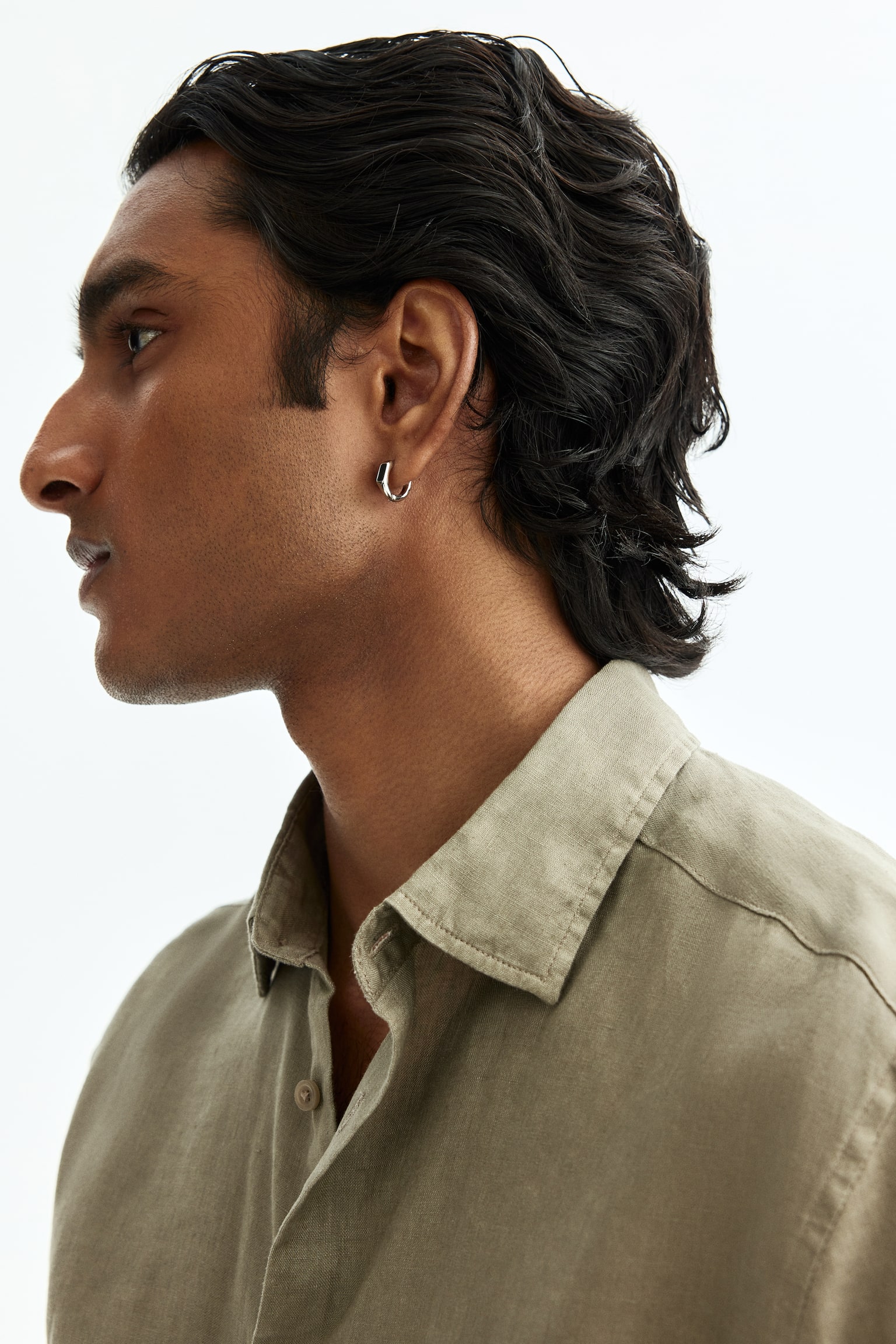 Slim Fit Linen shirt - Khaki green/Light blue/White/Black - 5