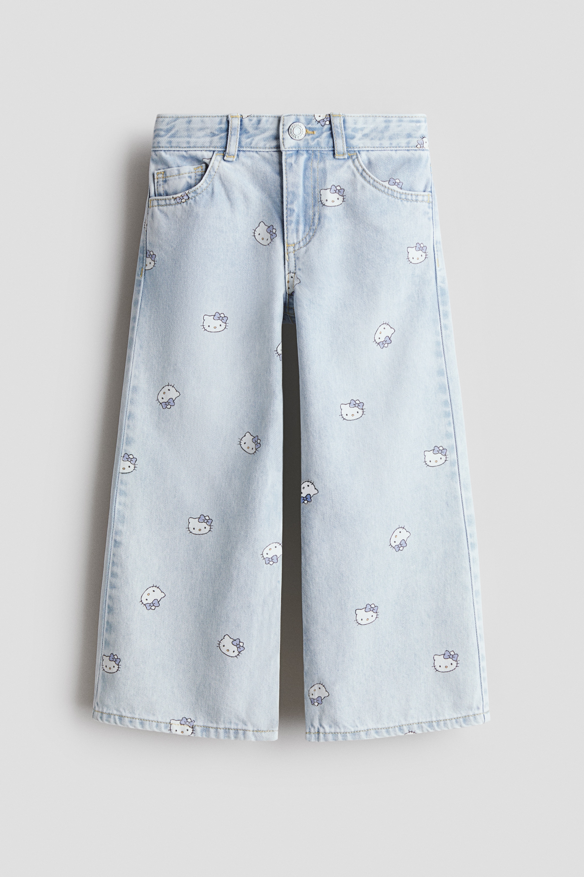 Printed Wide Leg Jeans - Albastru-denim pal/Hello Kitty/Albastru-denim/Hello Kitty/Bleu-denim/Looney Tunes/Albastru-denim/Minnie Mouse/Albastru-denim/Bambi/Bleu-denim/Hello Kitty/Albastru-denim/Squishmallows