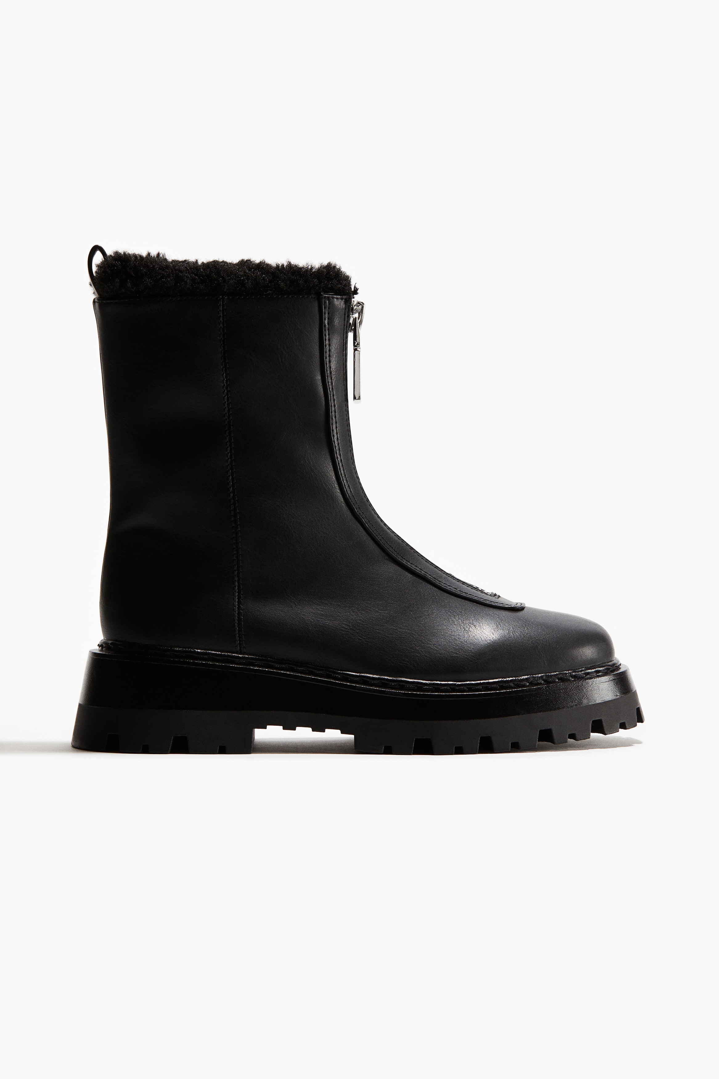 Warm-Lined Boots - Black/Dark brown