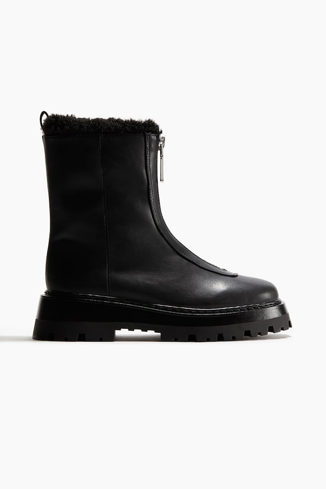 Warm-Lined Boots - Black - 1