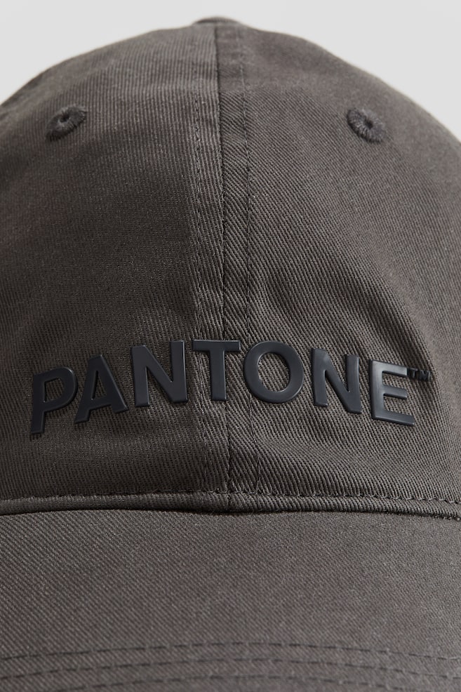 Casquette en twill avec impression en relief-Gris foncé - 2