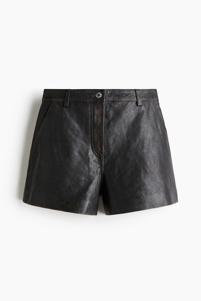 Leather Shorts - Dark brown - 1