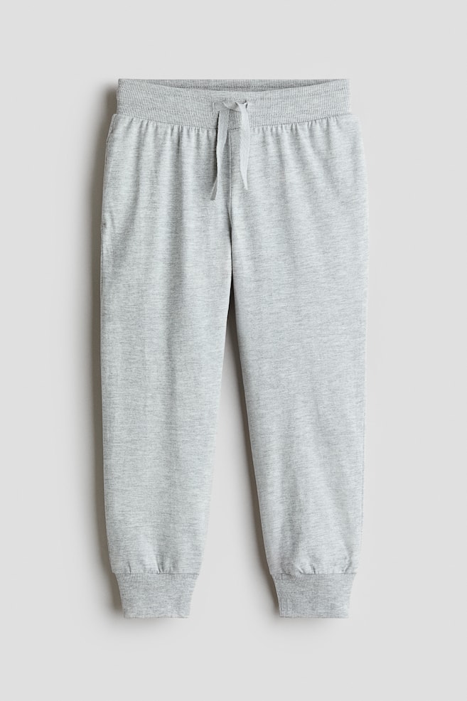 Joggpants aus Baumwolle - Hellgraumeliert/Schwarz/Marineblau - 1