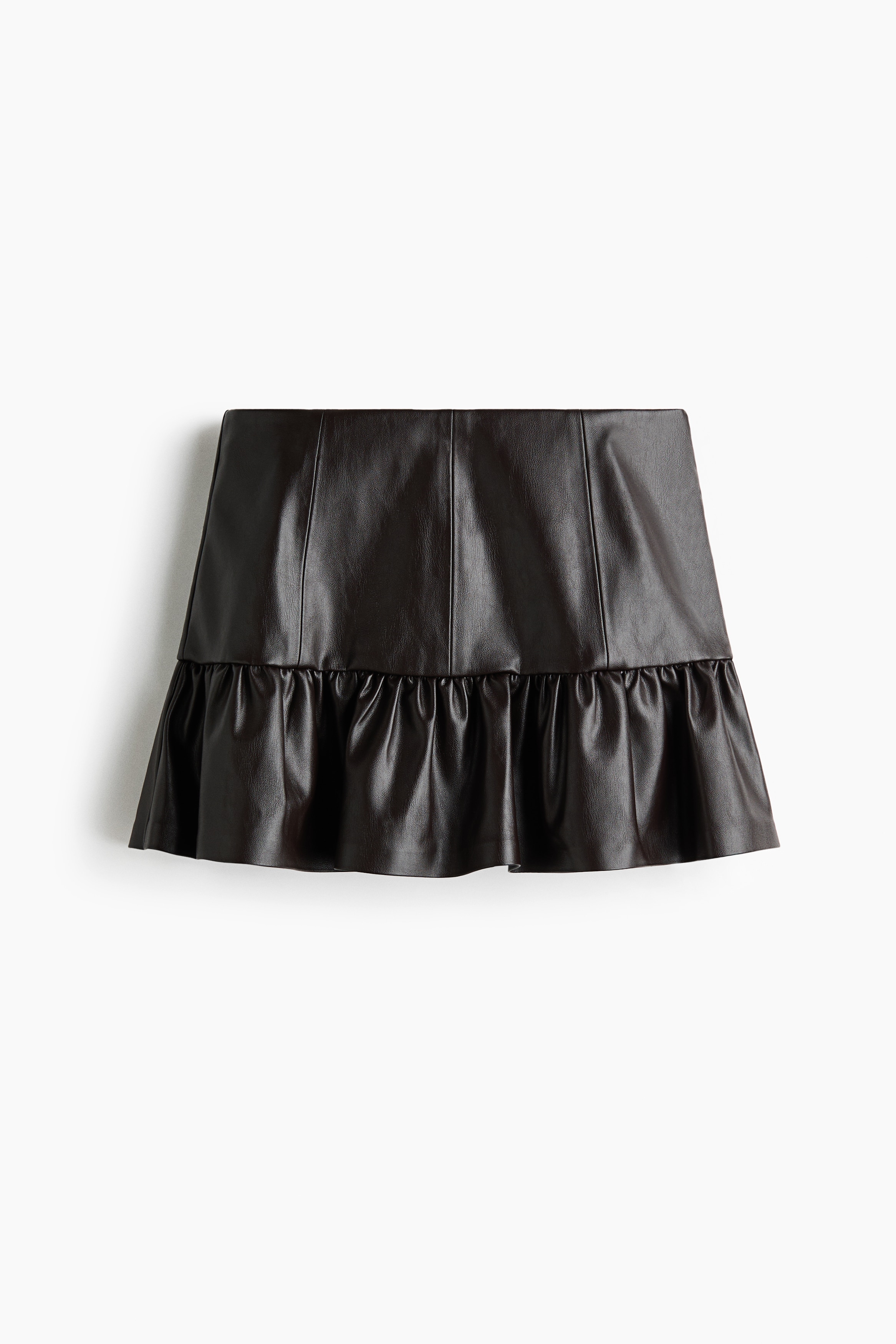 Coated Tiered Skirt - Dark brown