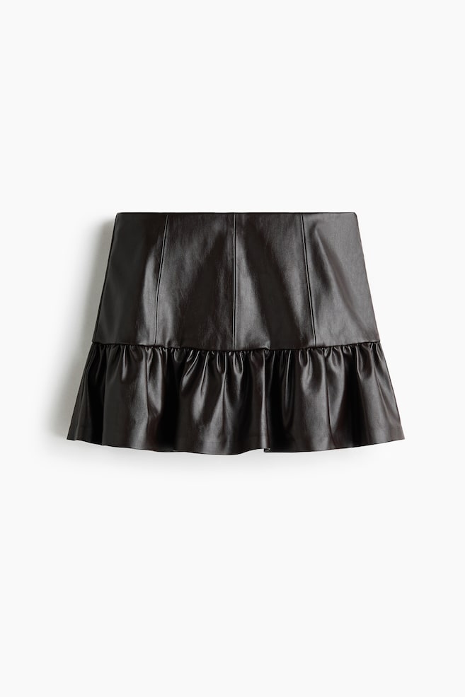 Jupe à étages en tissu enduit - Marron foncé - 1