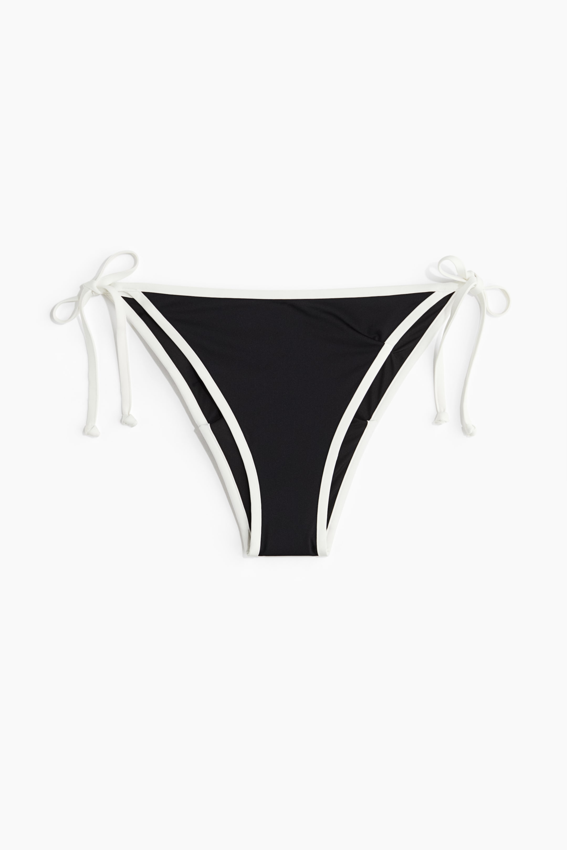 Tanga bikini con laccetti - Nero/bianco - DONNA | H&M IT