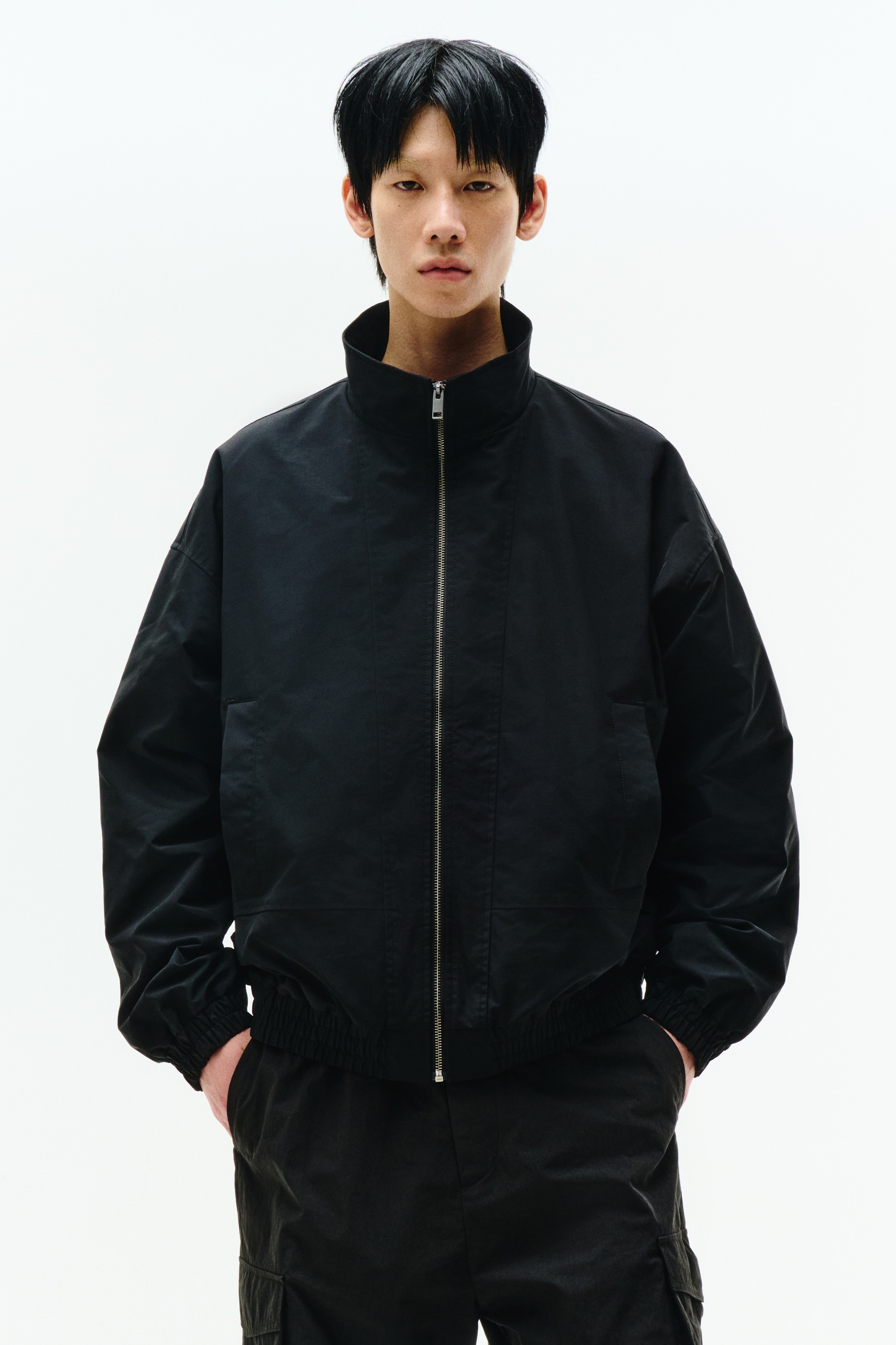 ルーズフィット ファネルカラージャケット - ブラック - Men | H&M JP