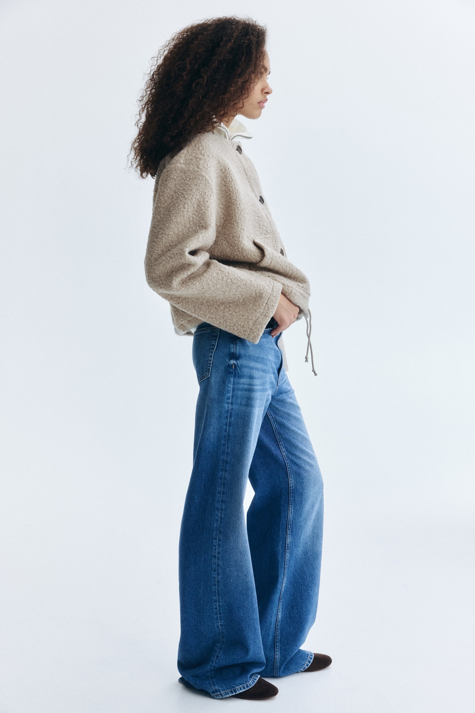 Saco en tejido peluche - Gris pardo/Beige claro - 3