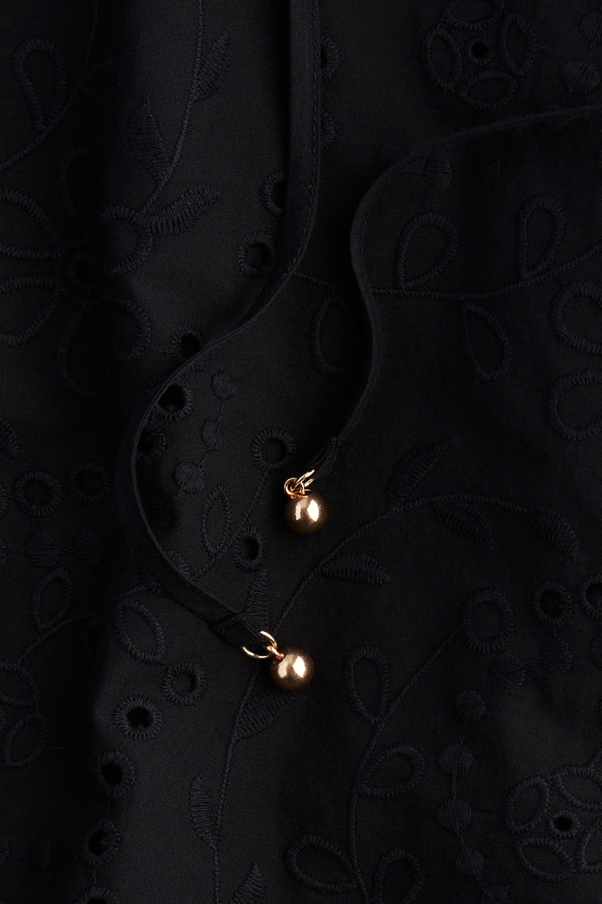 Women's Black Eyelet-Embroidered Dress with Tie Belt | H&M US