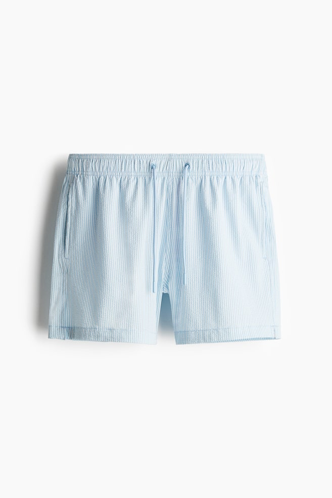 Seersucker swim shorts - Light blue/Striped - 1