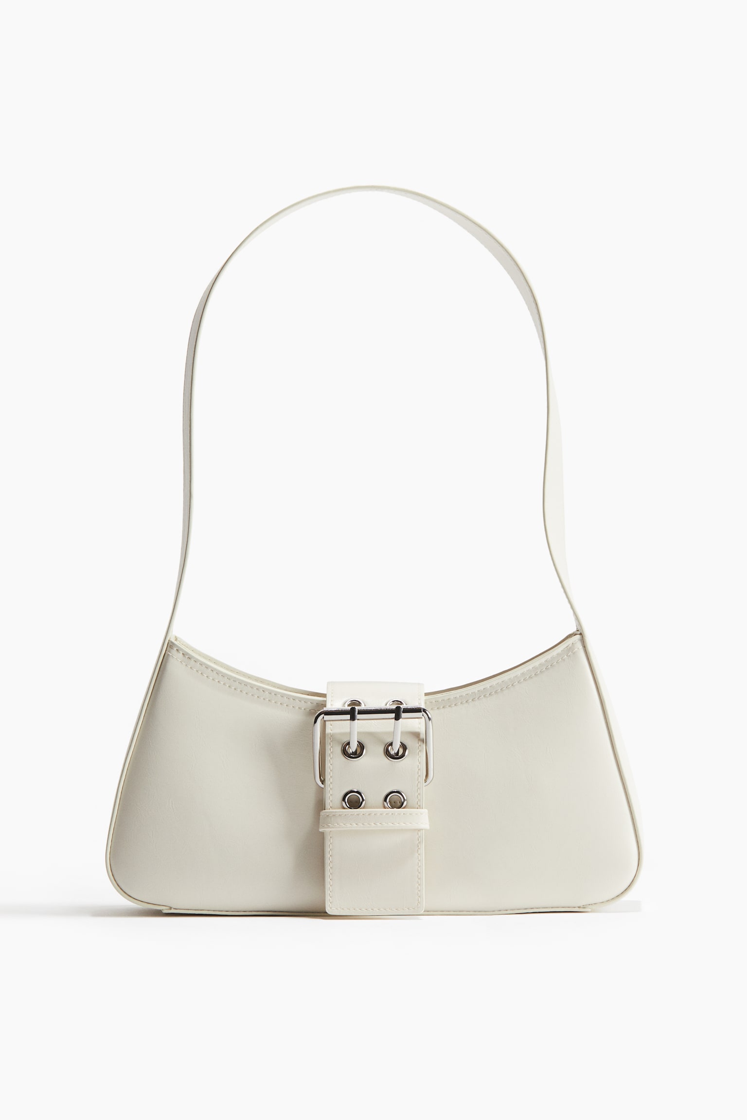 Buckle-detail shoulder bag - Cream/Black/Dark brown - 1