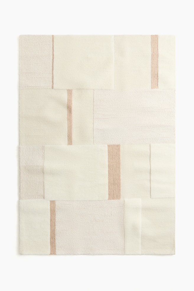 Textured wool rug - Beige - 1