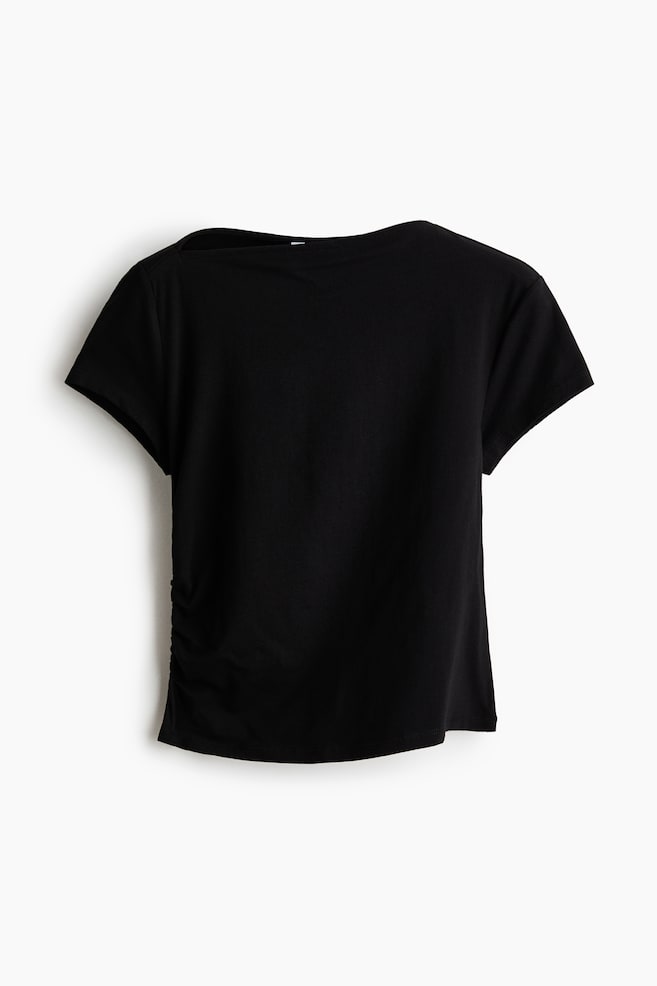 Draped Asymmetric Top - Black/Cream/Dark brown - 1