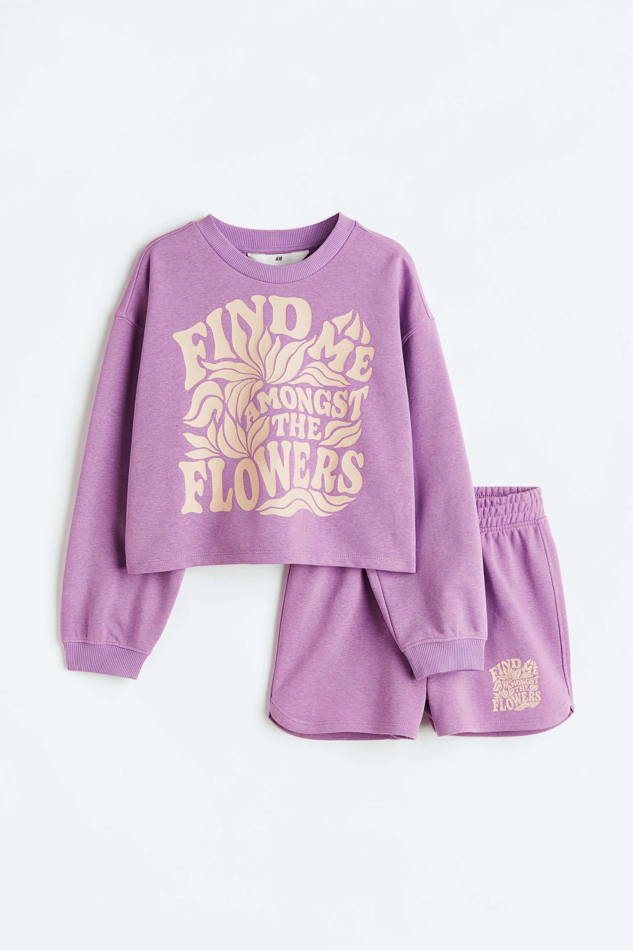 Xem ảnh lớn hơn: Bộ 2 món vải nỉ - Màu tím nhạt/Find me - Kids | H&M VN 1