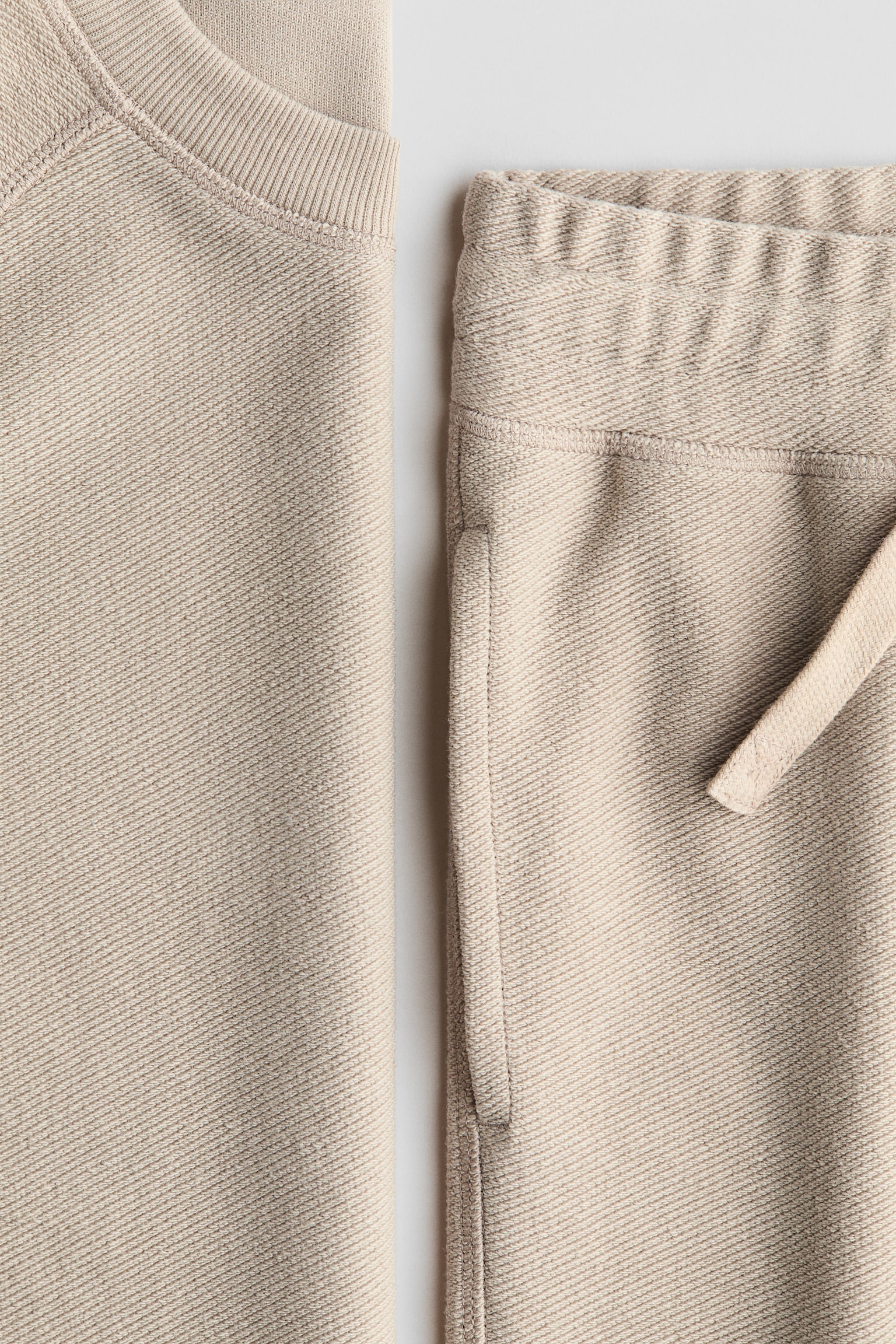 2-piece textured sweatshirt set - Beige/Dark grey - 2