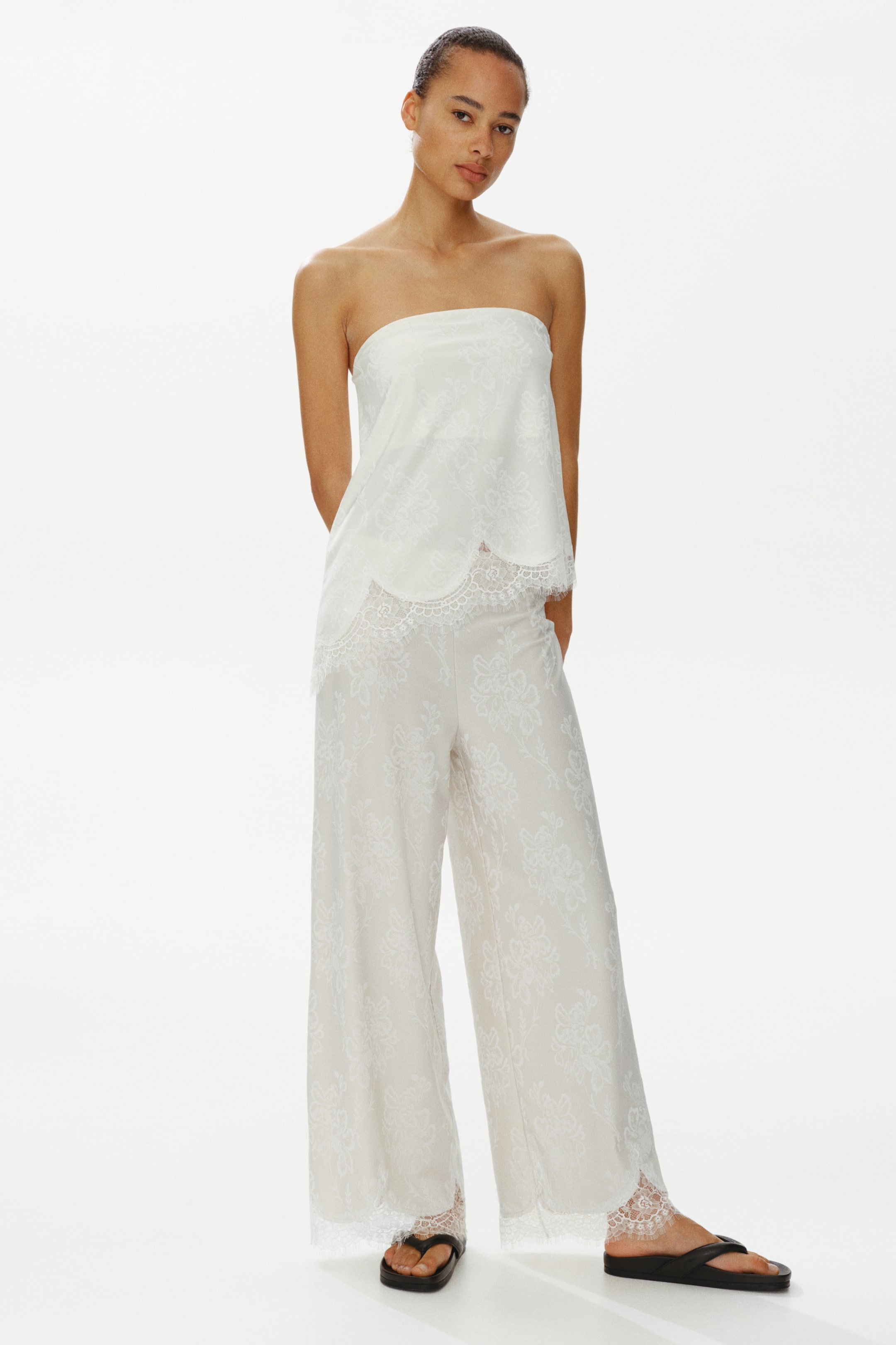 Lace-Trimmed Jacquard-Jersey Pants